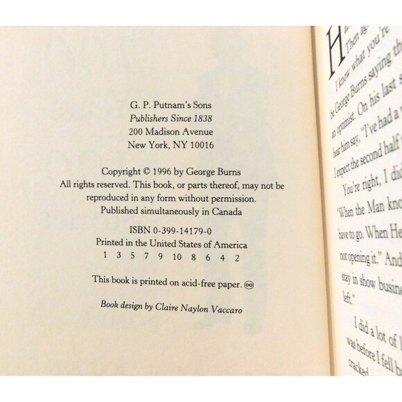 George Burns 100 Years 100 Stories 1996 Hardcover Jacket - Picture 5 of 5